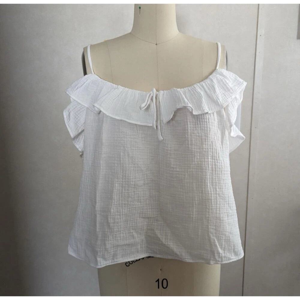NWT J.CREW Ruffle Soft Gauze White Ruffle Camisole Size Small 100% Cotton 1952